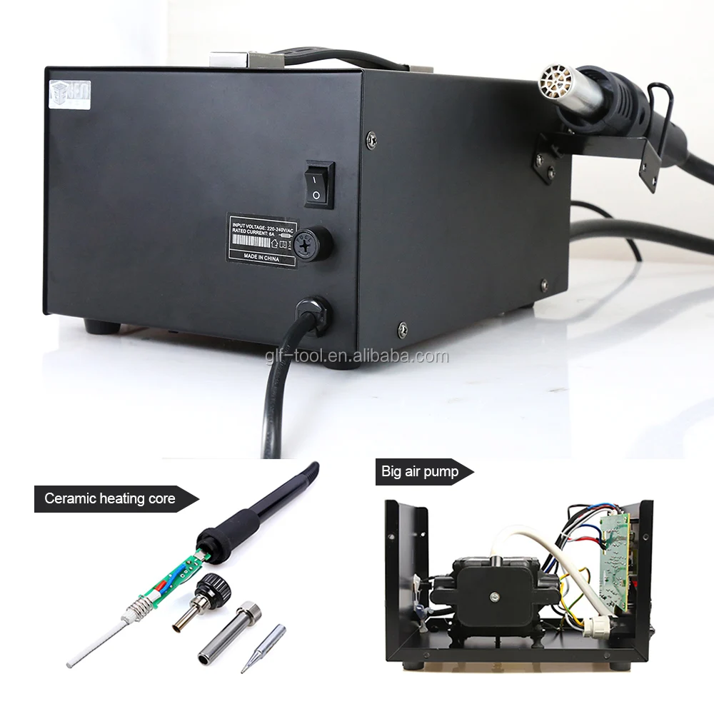 
BST-702D 2 in 1 digital display rework station soldering iron and heat gun 