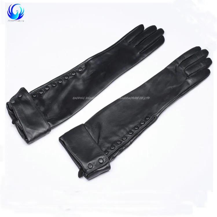 Fashion long leather gloves with nails made in China