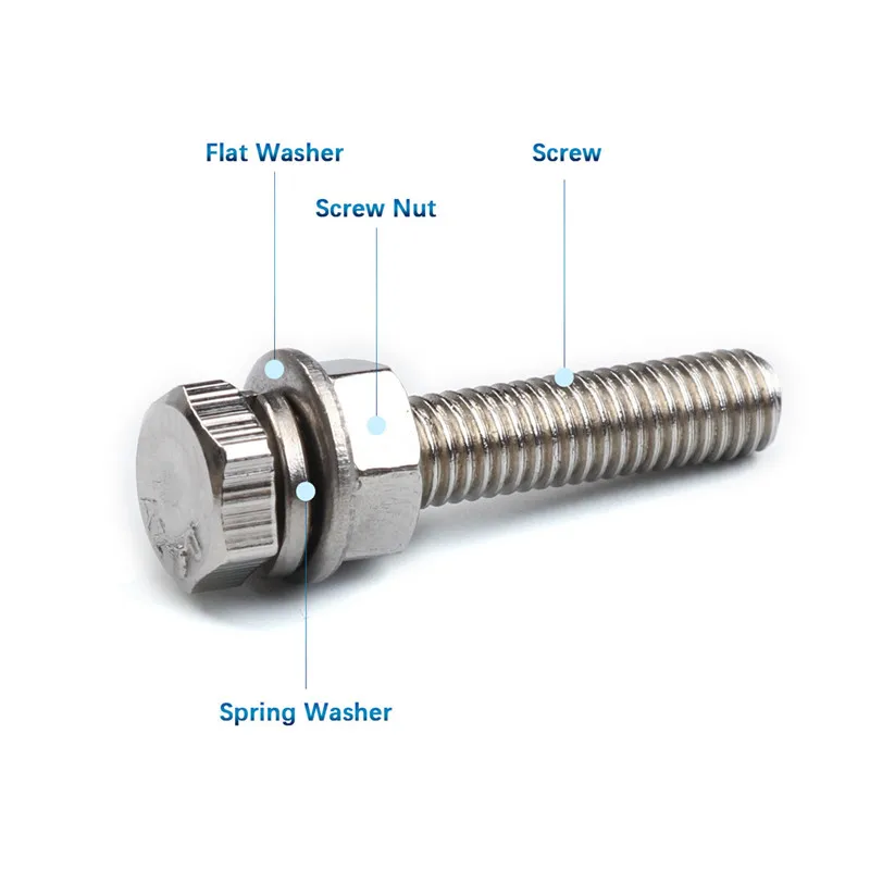 475Pcs Stainless Steel Metric Hex Bolts Head Cap Hexagon Socket Nut Screw with Lock Silver Flat/Elastic Washer M4/M5/M6 Bolt