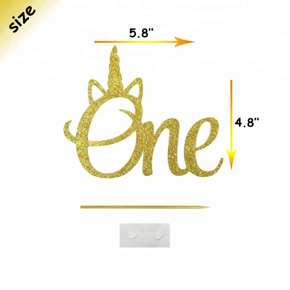 Unicorn Smash Cake Kit First Birthday One Banner Highchair Banner with Gold Glitter Unicorn One Cake Topper for Birthday