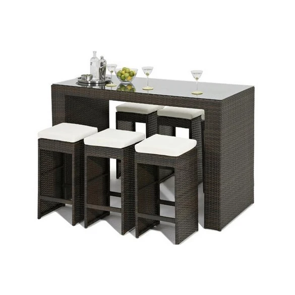 
 Оптовая продажа дешевых садовых сокровищ из полиротанга, уличный обеденный стул и стол, набор мебели  