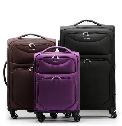 Ultra light suitcase nylon carry on luggage set Expandable  trolley travel case with wheels