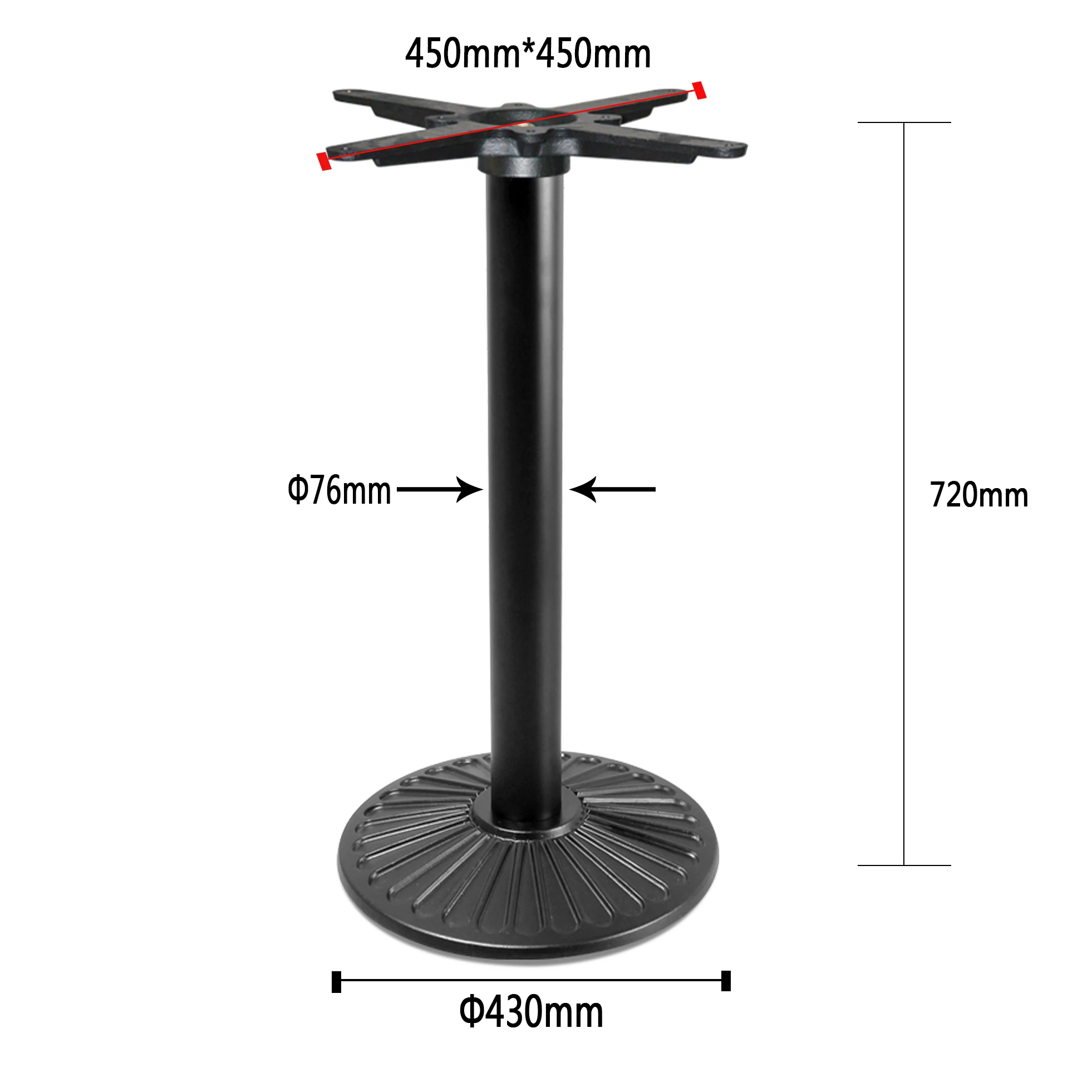 
Conventional Recommendation Black Color Powder Coated Cast Legs Iron Restaurant Table Base With Large Flat Bottom 