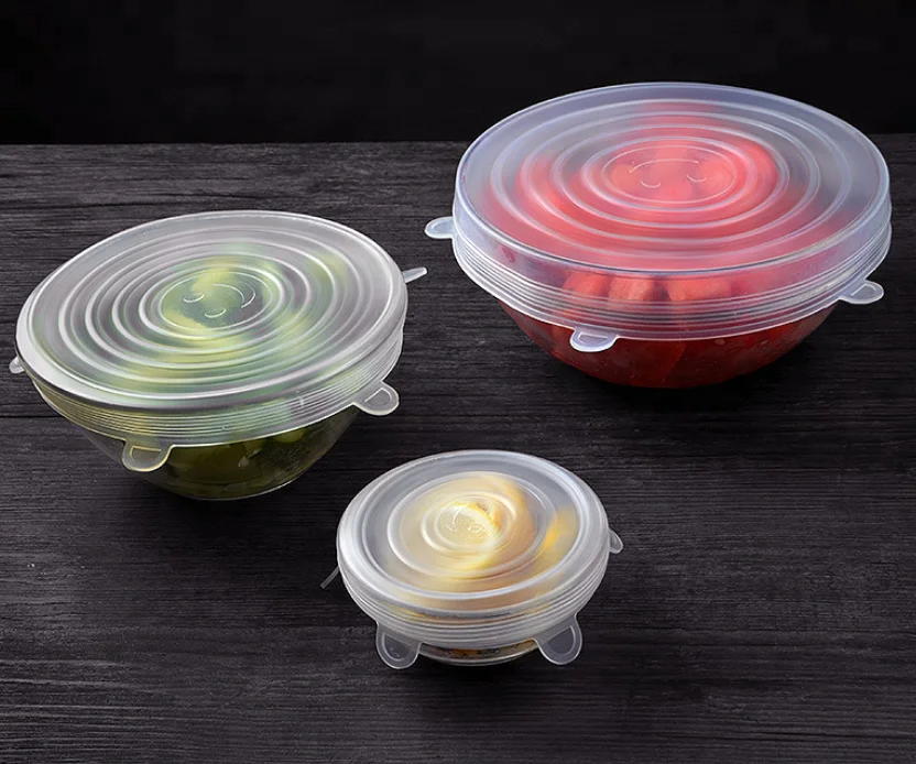 
Eco-friendly 6 pack cheap reusable silicone lids food wrap 