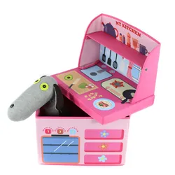 Kitchen Pretend Play Desk Folding Toy Storage Boxes And Bins