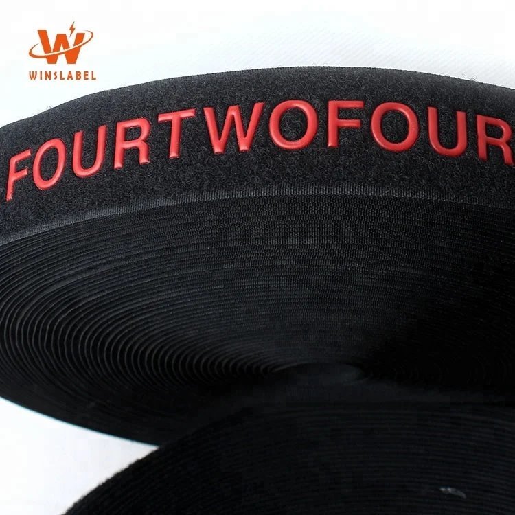 Customized Brand Name Soft Hook and Loop Back to Strap with 3D Raised Silicone Embossed Logo
