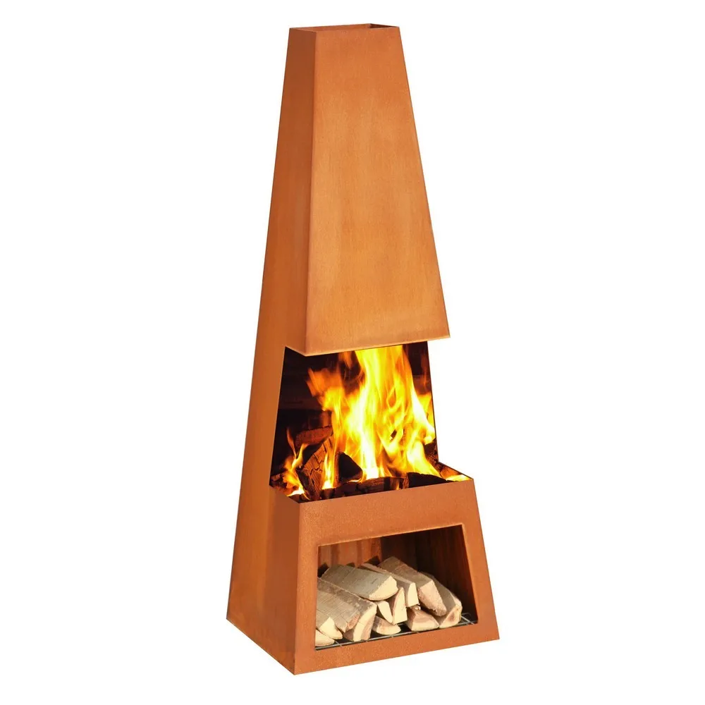 Patio outdoor corten steel wood burning freestanding Fireplace