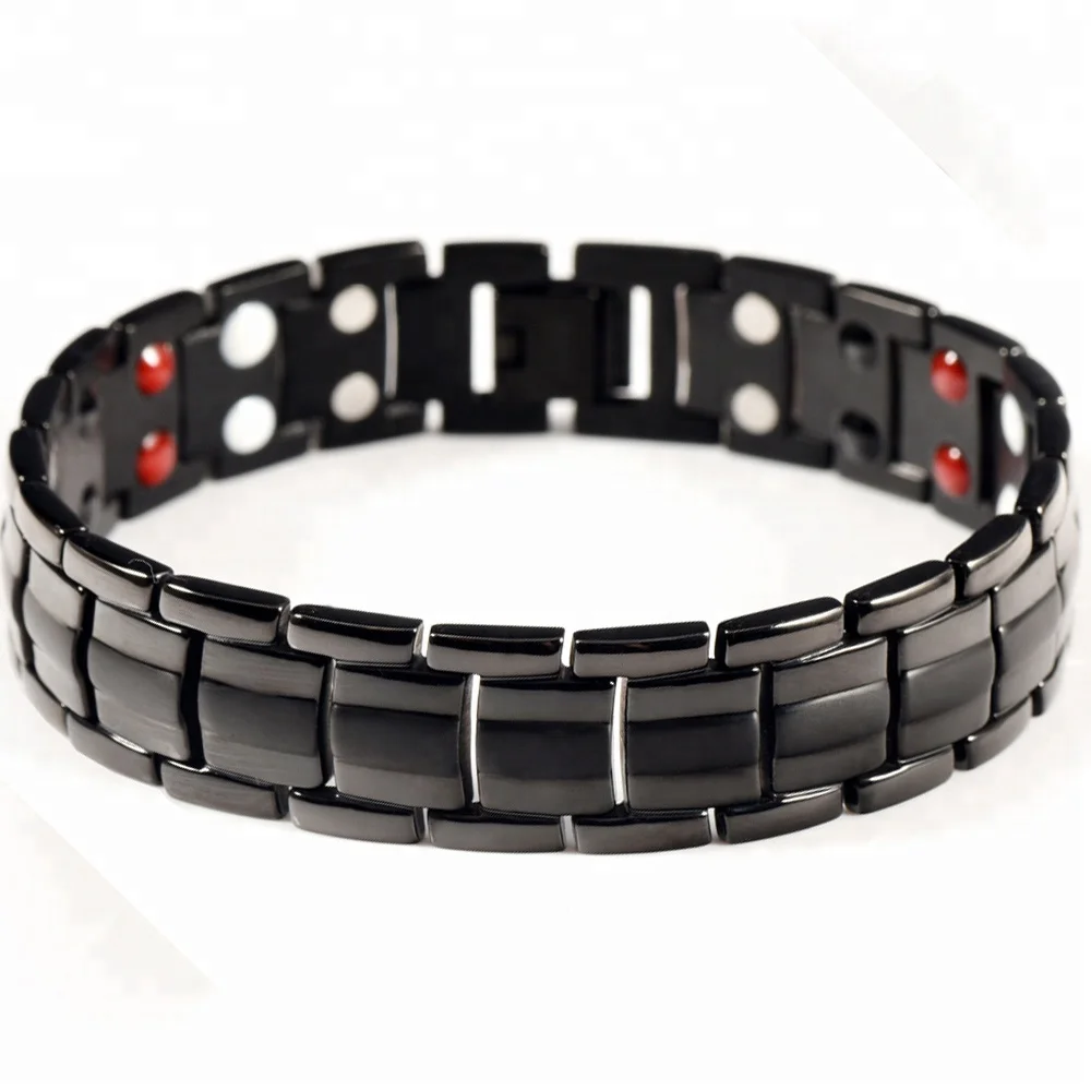 Wollet Hot 4 In 1 Energy Double Row 316L Stainless Steel Titanium Bio Magnetic Bracelet