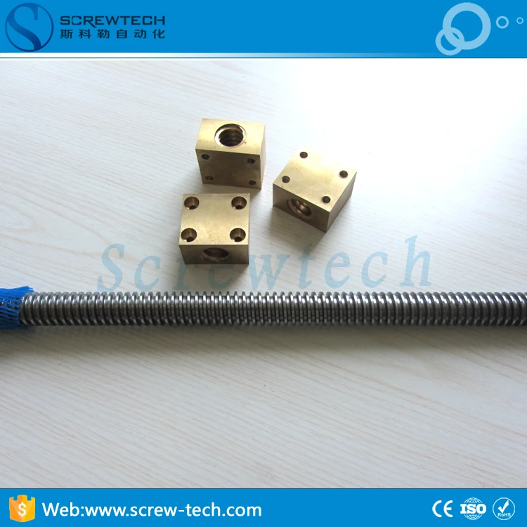 Customized Square brass nut trapezoidal lead screw Tr22x5 for wood cnc router