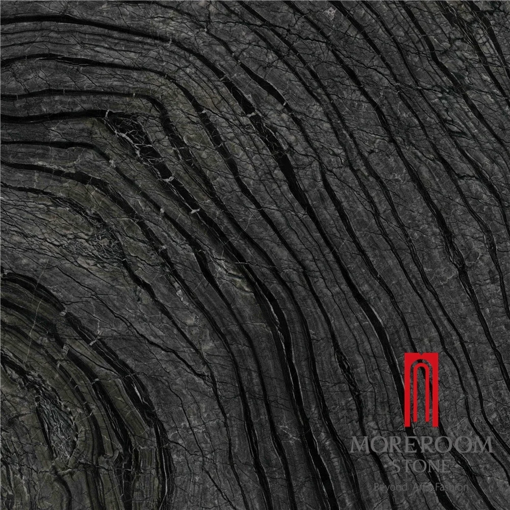 Foshan MOREROOM STONE Grade AAA Black Wooden Marble Stone Look Glazed Porcelain Bathroom Floor and Wall Tiles