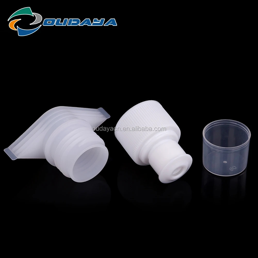 Hot sale 22mm push pull plastic spout with lid for stand up water bag