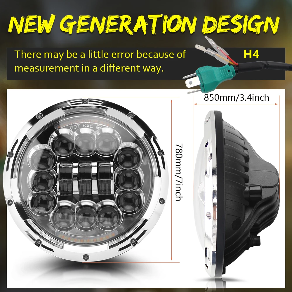 
Auto lighting system Amber Turning Light Breathing Hole Round 7 inch Headlight,motorcycle car led headlight 