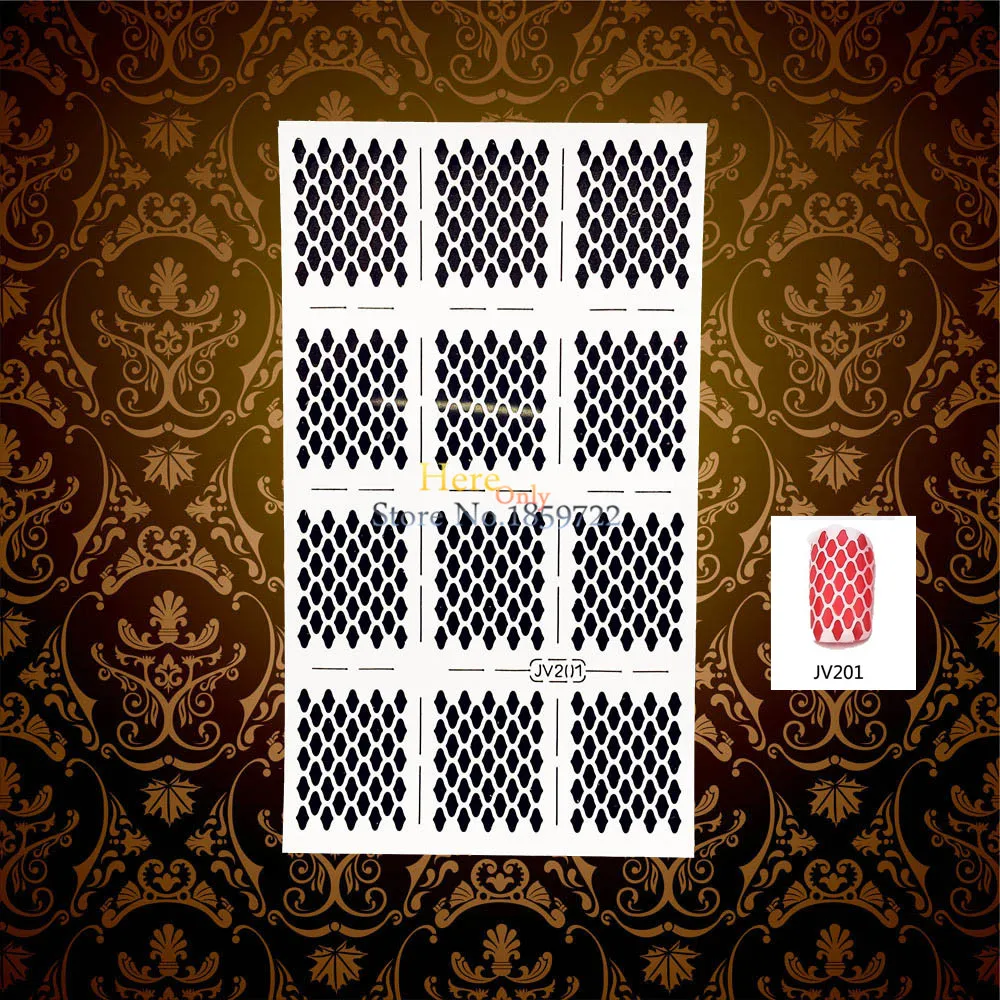 1PC Charming 3D Holo Nail Vinyls Manicure Decal Tools Guides Rhombus Pattern HWJV201 Nail Art Salon