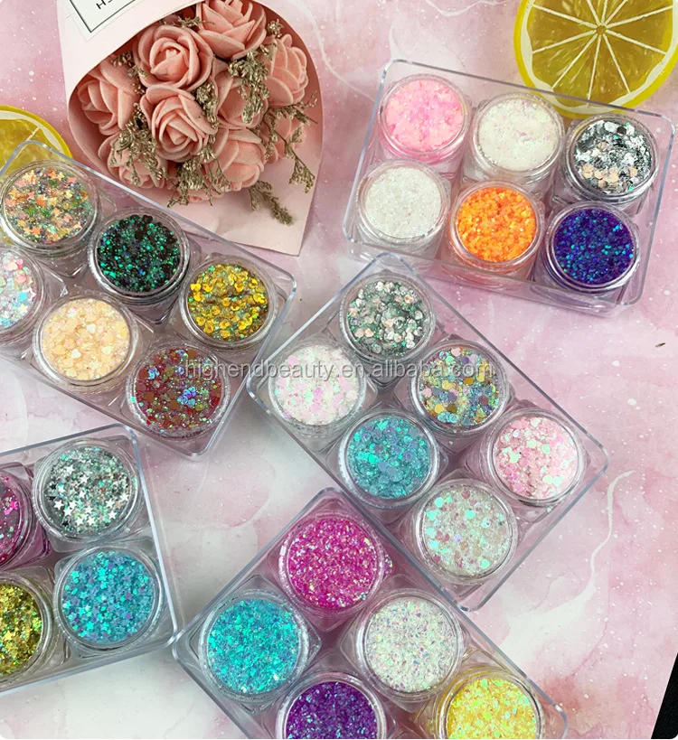 Cosmetic 6 Colors Fairy Colorful Glitter Gel Diamond Cream Eyeshadow gel set  for Face Body