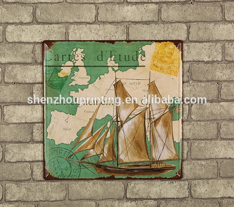 
Most popular custom wall hanging metal tin sign square bar style vintage decoration nostalgic retro tin metal signs 