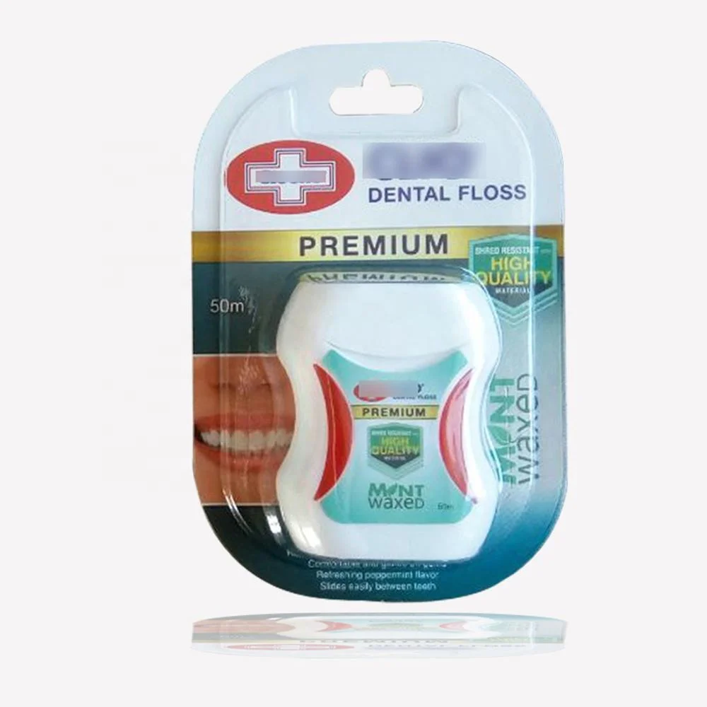 
50m Mint Flavor Dental Floss with Bamboo Charcoal Thread Waxed Abrasive Dental Floss with logo printing or private label on box 