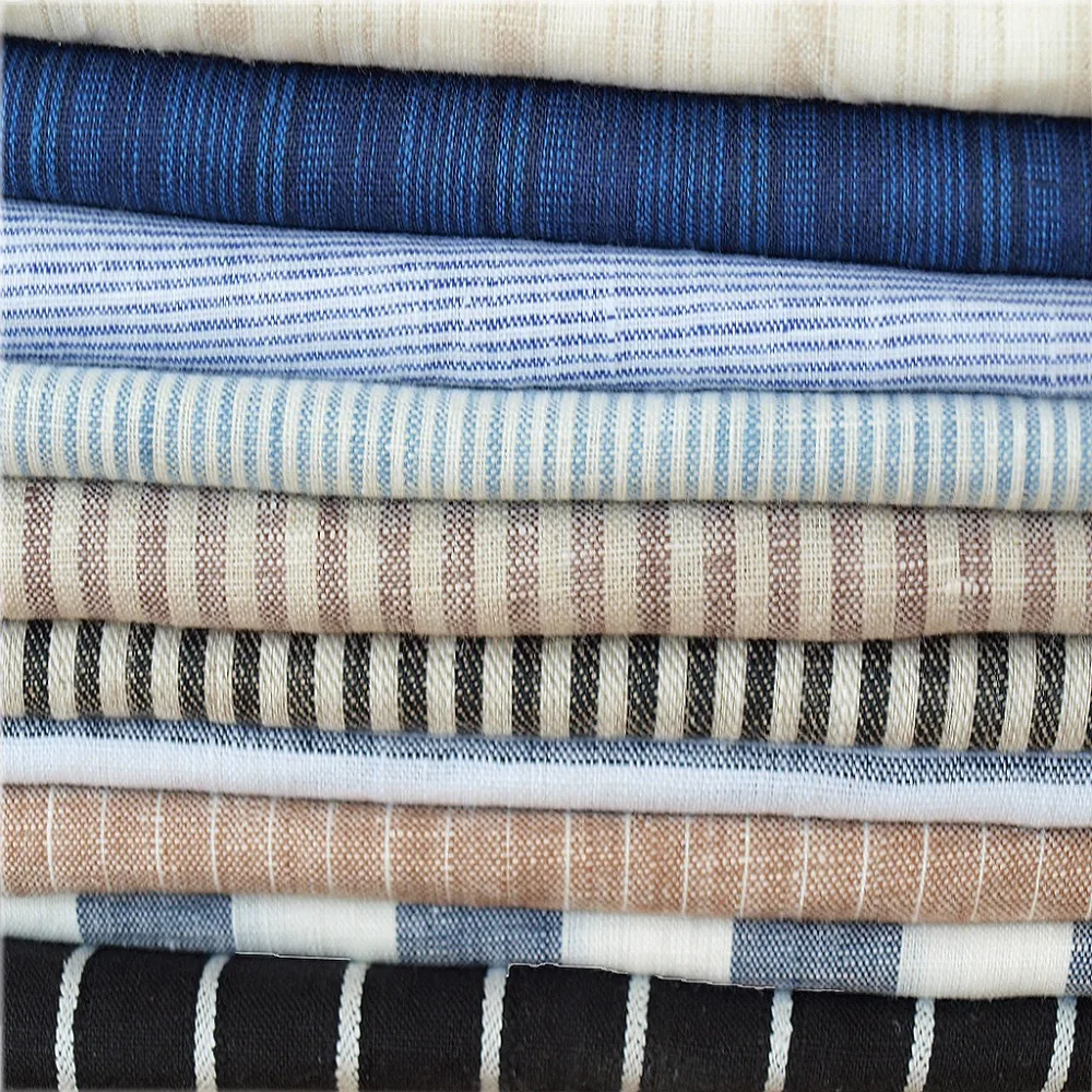 Wholesale Washed Pure 100% Linen Fabric ,Stripe Linen Fabric In Stock