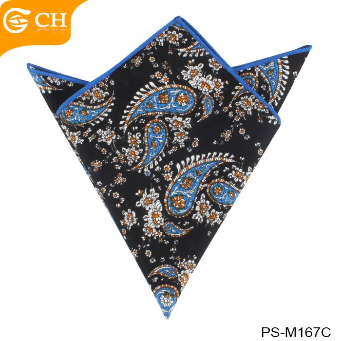 Chinese Factory Various Designs Hanky Hot Sale Digital Printed Floral Dots Paisley Pocket Square Custom 100% Cotton Handkerchief