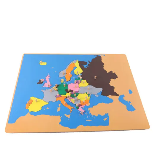 Wholesale school supplies  kids wooden early learning toys Puzzle Map of Europe