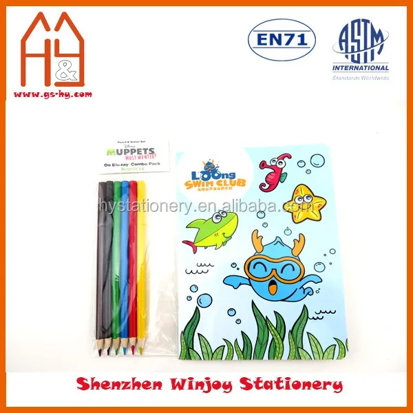 Fashion Design DIY coloring book with 4 pack colour pencils set for kids drawing