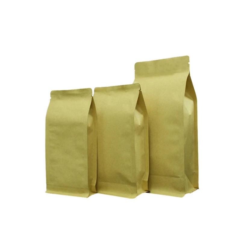 POLYSMARTS Side Sealing Foil Lined Brown Kraft Paper Flat Bottom Coffee Bean Bag With Zip Lock@