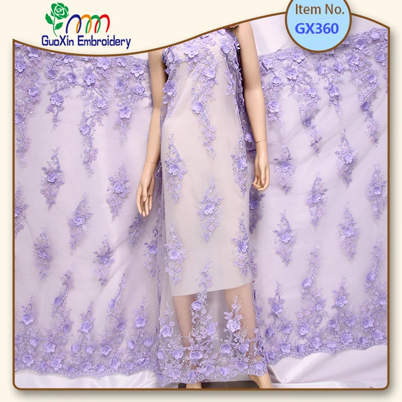 High quality fancy 3d dress fabric, embroidery lace fabric, lace applique