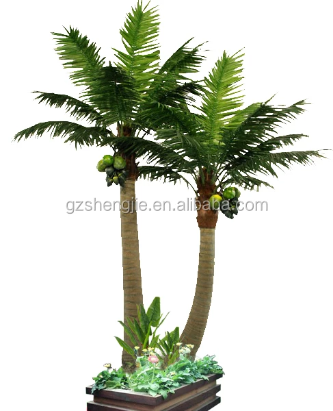 artificial palm tree plants,two trunks artificial coconut tree , Landscape Design coconut tree with bonsai