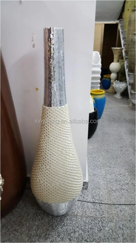 10-467 Horticulture Multicolor Plastic Plearl and Shell Resin Floor Wood Grain Large Flower Vase Villa Lagena