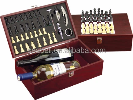 Hot selling high-quality gift-giving chess design 2-bottle wine box