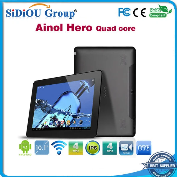 10,1-дюймовый Ainol Hero II Quad ядра таблетки NOVO 10 Android 4.1 G+ G IPS Cortex A9 1.5GHz семьи 1GB RAM 16GB WiFi HDMI