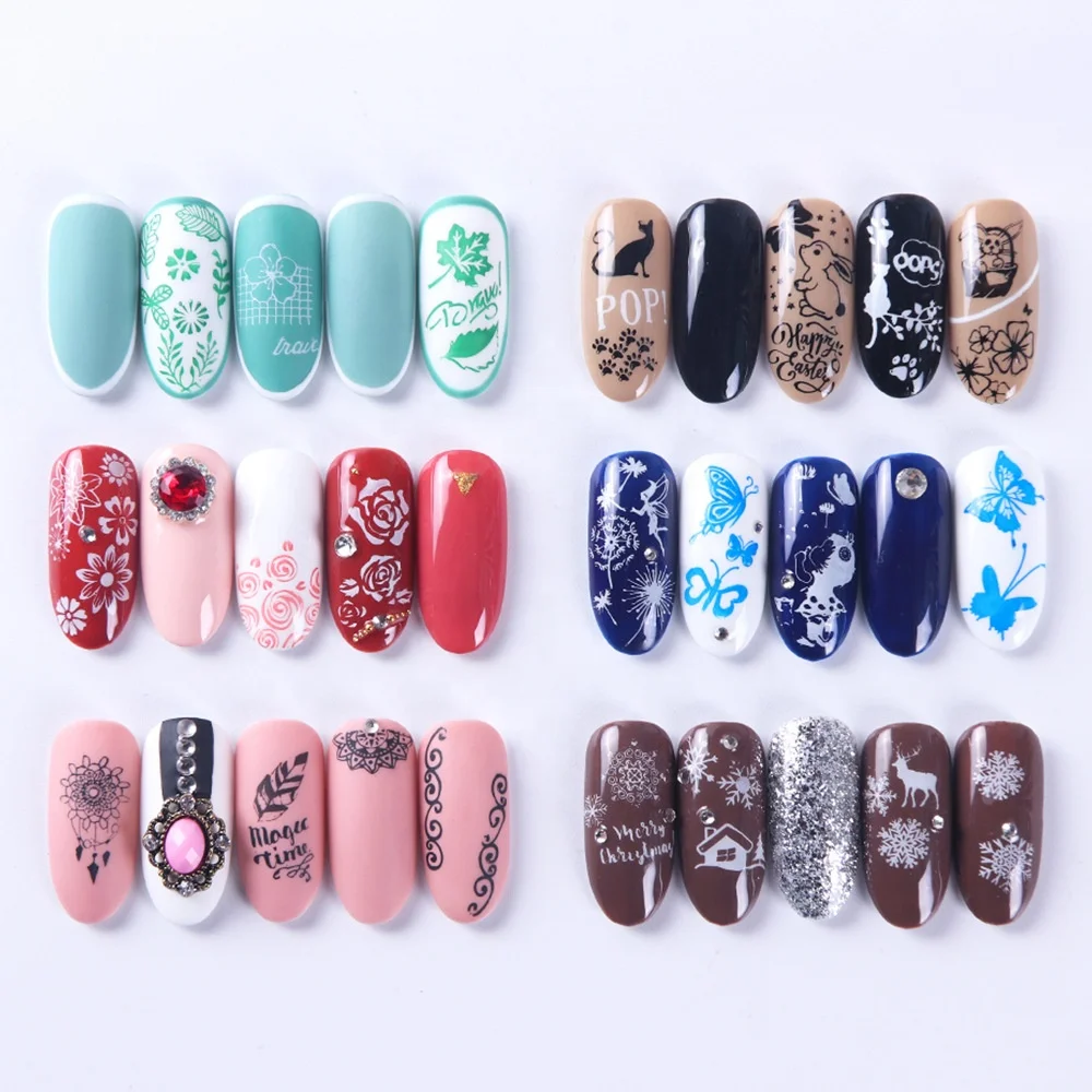  2020 DIY Nail Beauty Design 12 видов стилей металлический материал из нержавеющей стали Art Stamp польские штамповочные пластины
