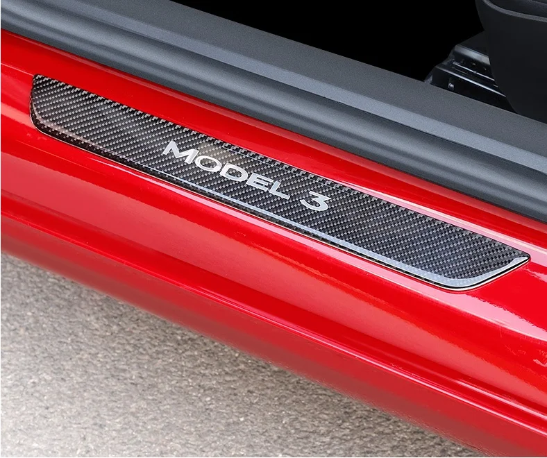 Car Door Sills Protection Kit Carbon Fiber sticker drip glue car accessories for Tesla model 3