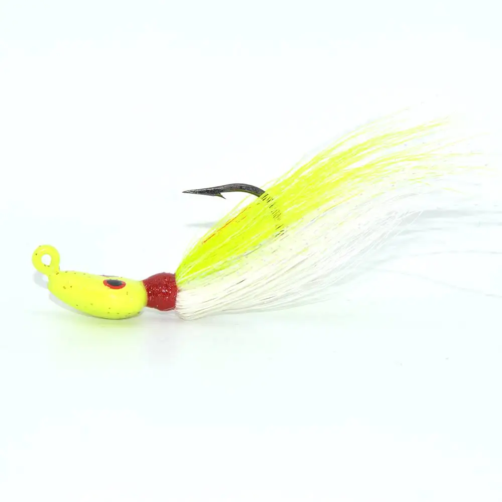 TAKEDO bass lure rombo lure Rock fishing super quality lead jig jig23 80mm 7g  bucktail with real deer  feather jigging lure