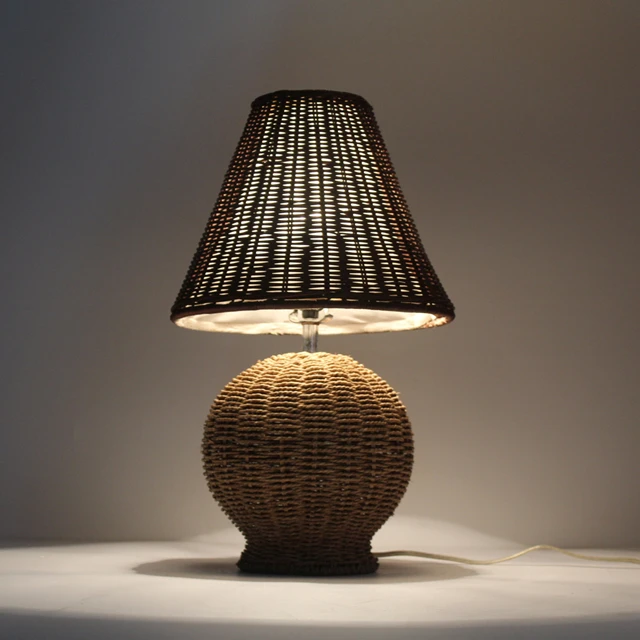 2021 OEM table lamp handmade rattan lamp shades woven lampshade frame for desk lamp