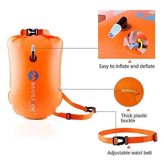 
MARJAQE Orange Inflatable Buoy In the Sea Safety Swim Training Buoy Storage Open Water Swimming Buoy 