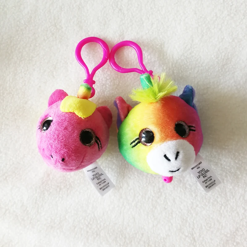 custom cute 8cm mini rainbow unicorn stuffed animal toy Telescopic Keychain plush Retractable Keychain
