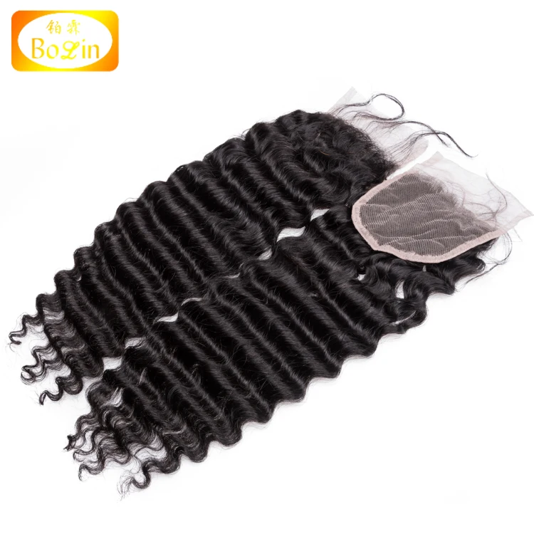wholesale factory price human hair virgin three part lace closure Brazilian hair