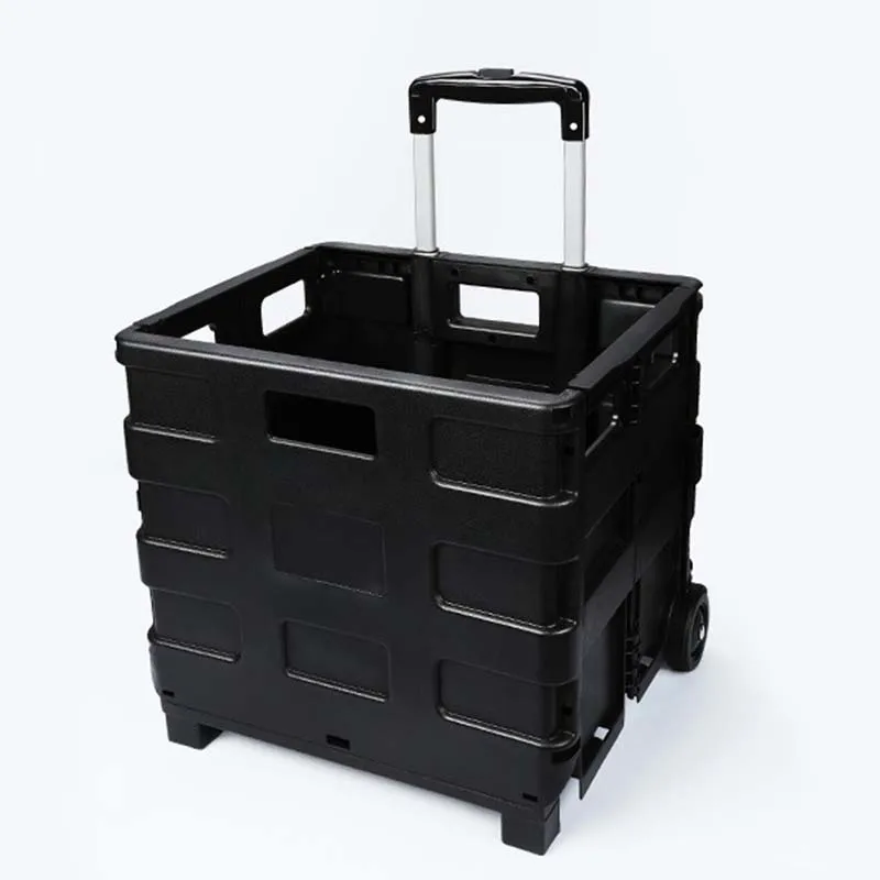Grocery Car Trunk Collapsible Storage Baskets Folding Shopping Plastic Supermarket Trolley With Wheels