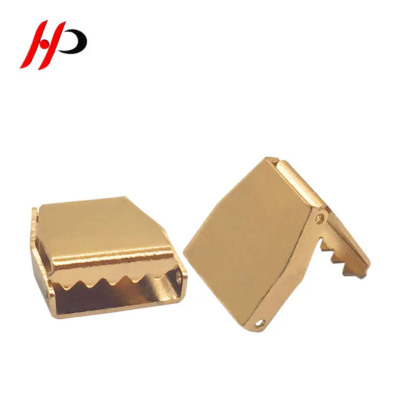 Leather Ribbon Connector Gold 25Mm Metal Crimp End Fold Over Clasps Cord End Clips For Diy