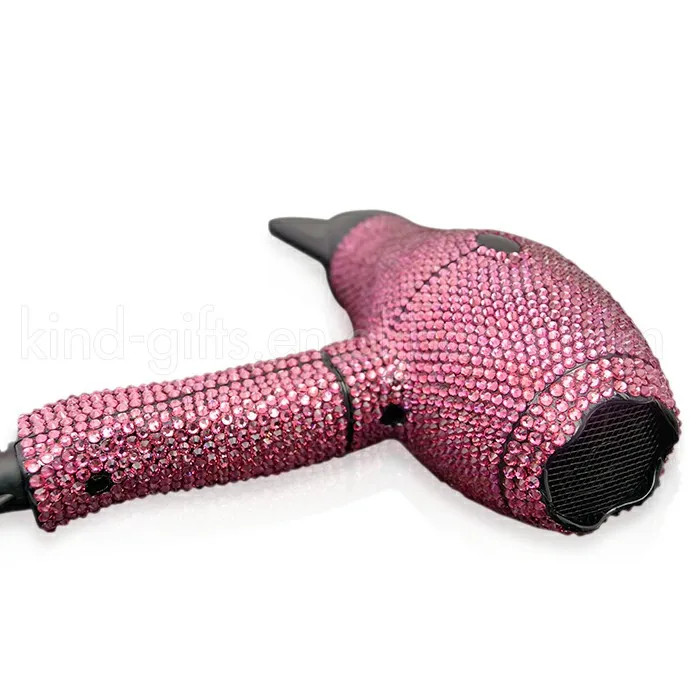 Fancy Pattern Assorted Color Crystal Jeweled Available Hair Blow Dryer With Diffuser