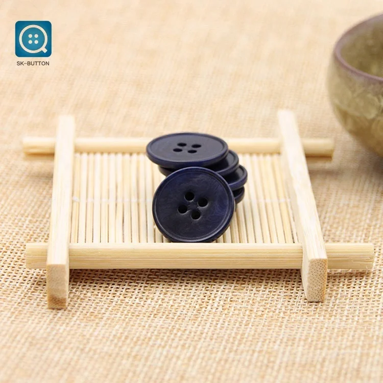 2024 Navy Blue 32L 4 Holes Fine Edges Eco-Friendly Smooth Real Corozo Buttons for Clothing