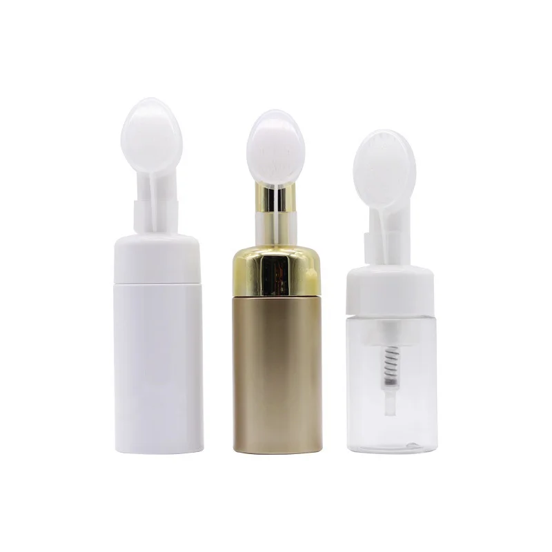 
50ML cleanser mousse foam pump PET bottle with silicone applicator 