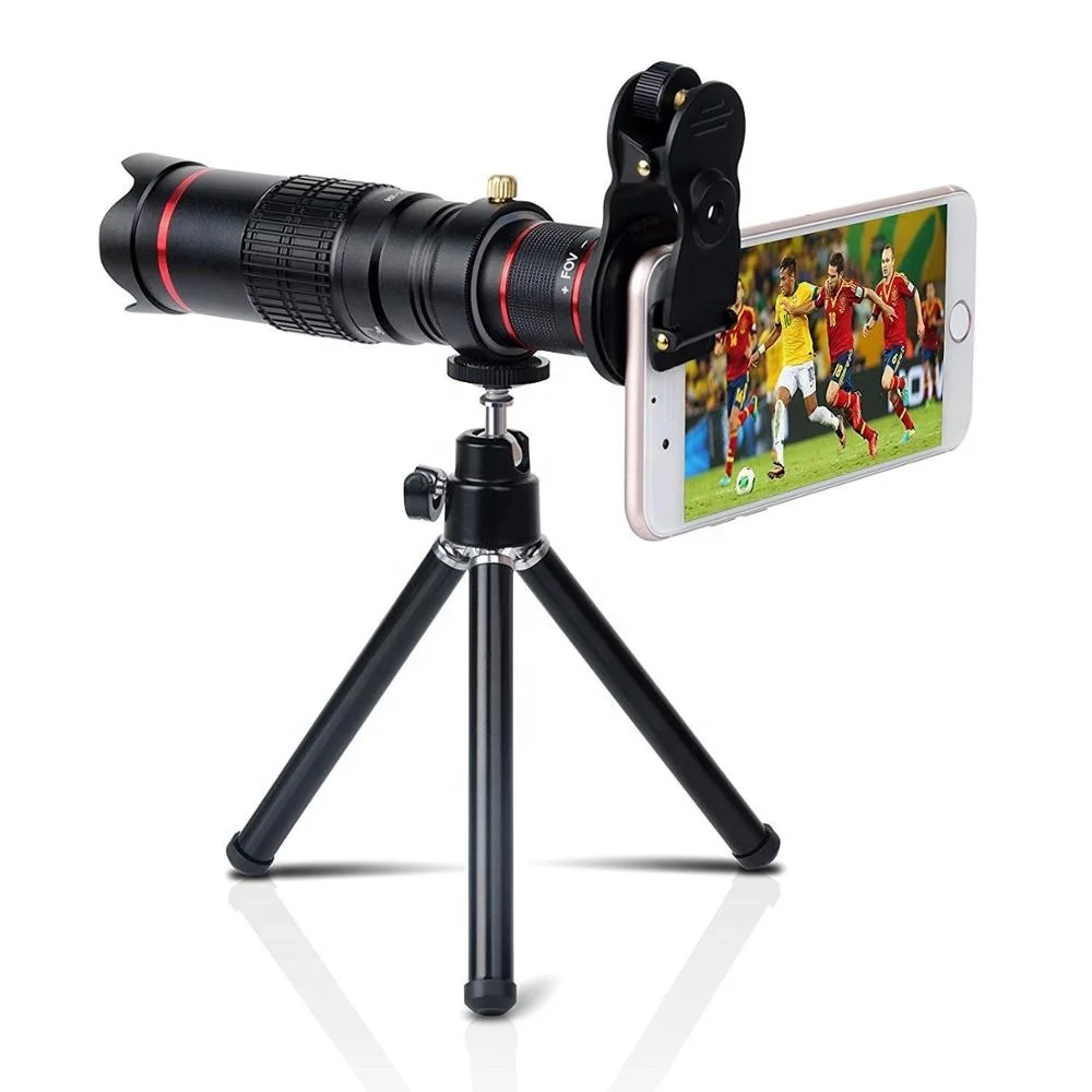 Universal Cell Phone Camera Lens 22X Optical Manual Focus Telephoto Clip Lens Kit with Mini Flexible Tripod