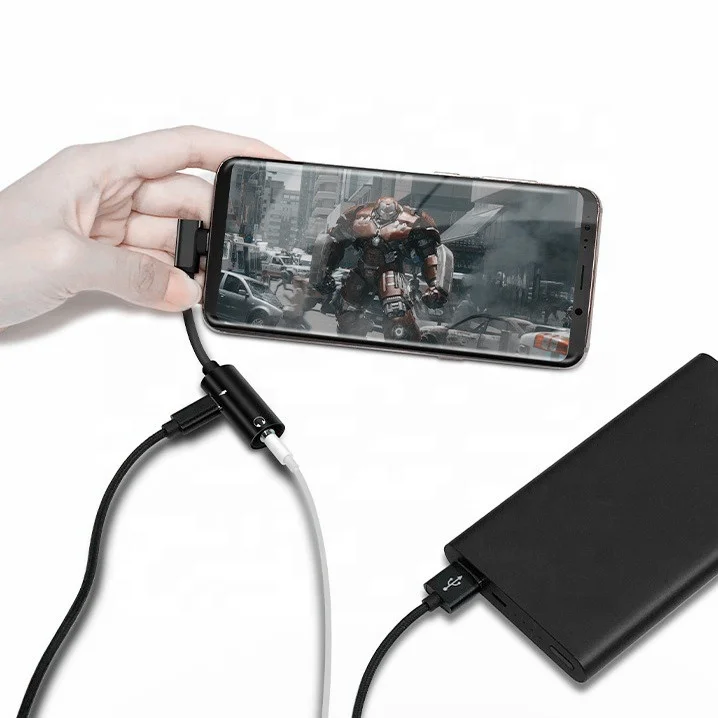 SUNLINE 2019 2 in 1 Audio adapter for Type C to Type C & DC 3.5 mm headphone jack charging and music for all mobile phone