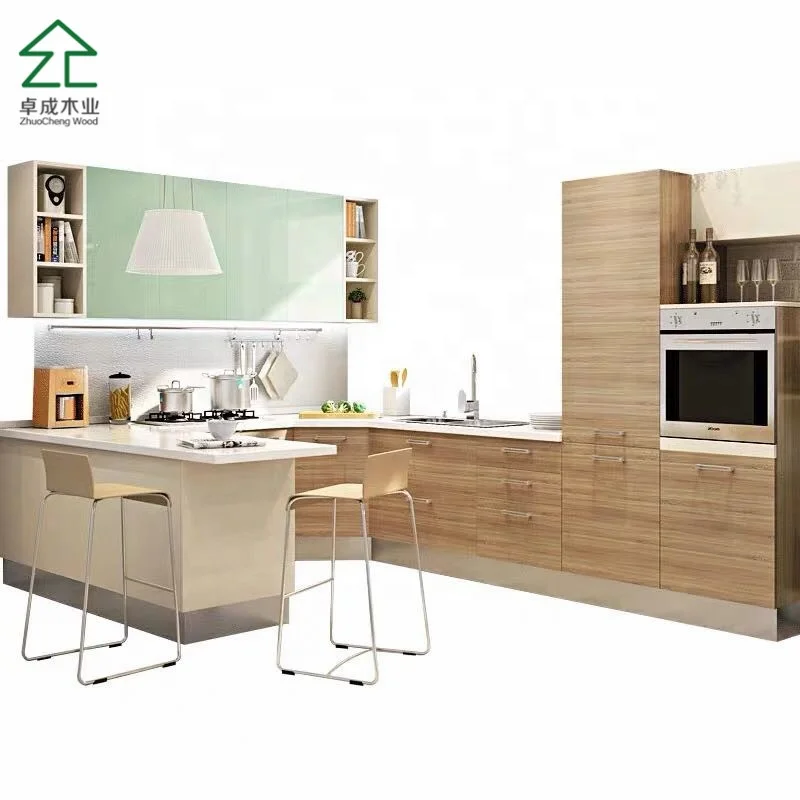 Customized modern designs melamine finish MDF door panel kitchen cabinet
