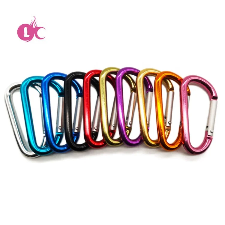 
China Factory price mini bag hook carabiner clips custom logo D shaped keychain aluminum carabiner 