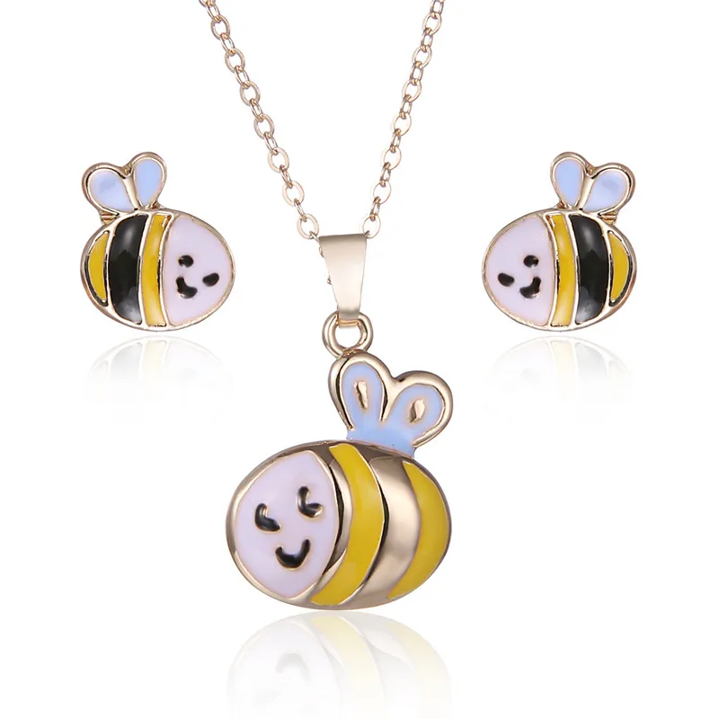 Cute design animal jewelry zinc alloy metal unicorn bee necklace kids