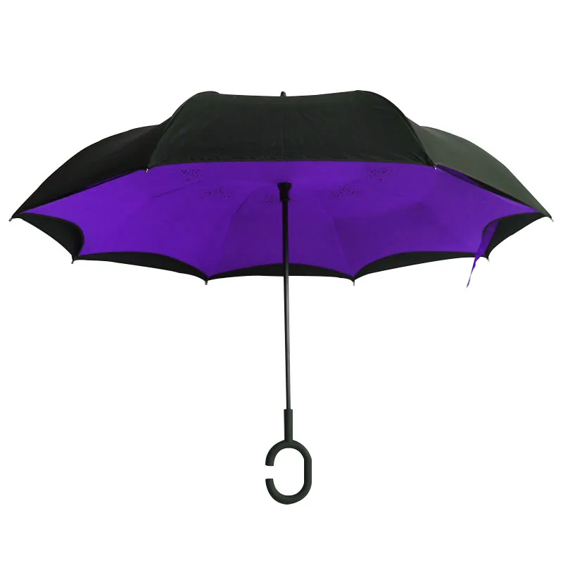 Ok Umbrella Folding Reverse Umbrella Double Layer Inverted Windproof Rain Car Umbrellas For Women