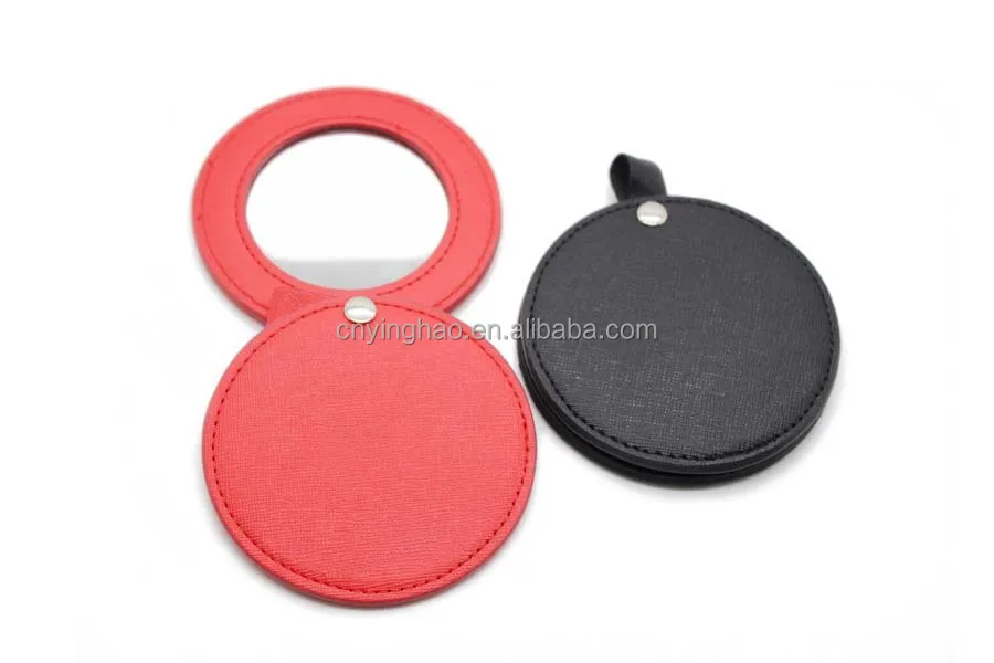 
Custom wholesale high quality circular cosmetic pocket mirror with PU leather for promotional gift 