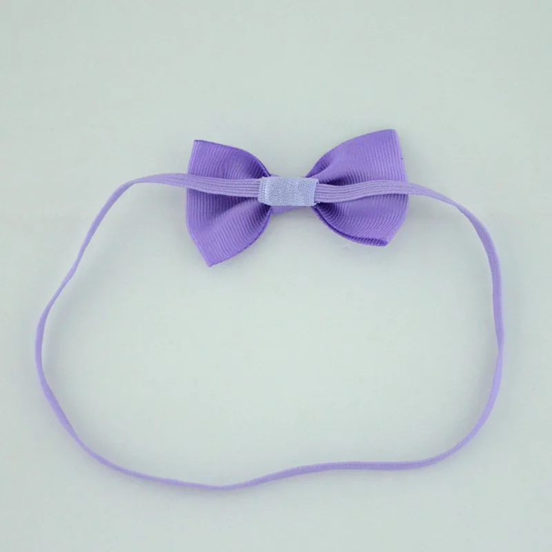 18 colors stock wholesale solid color grosgrain ribbon bow ,children elastic band small hair bow for decoration